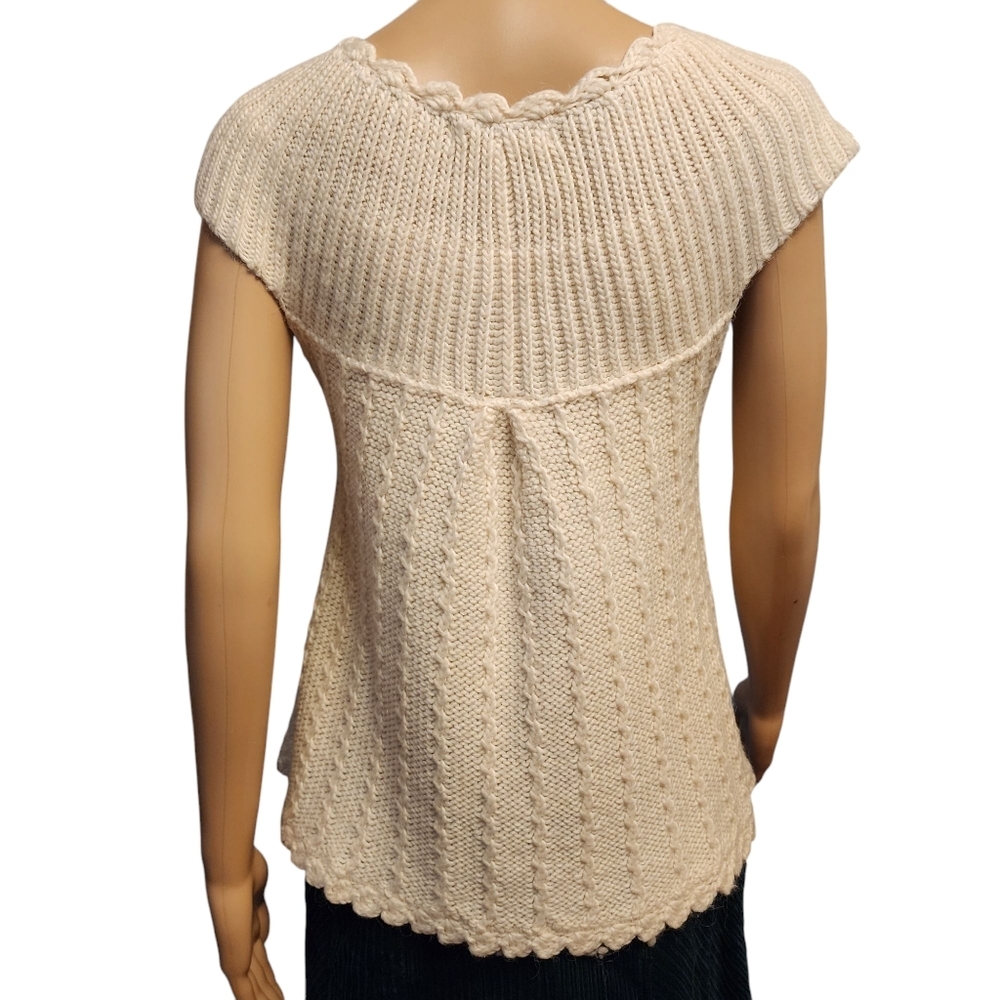Saint Tropez White Cap Sleeve Knit Cardigan Sweater Size L - Picture 5 of 13